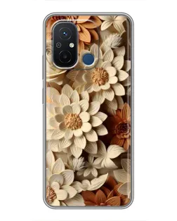 Чехол для Xiaomi Redmi 12C с картинкой «Бежевый флористический декор»