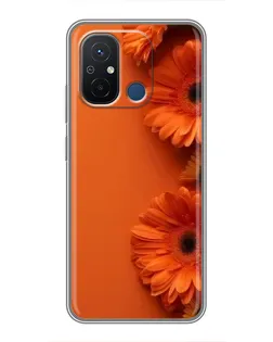 Чехол для Xiaomi Redmi 12C с картинкой «Оранжевые герберы»
