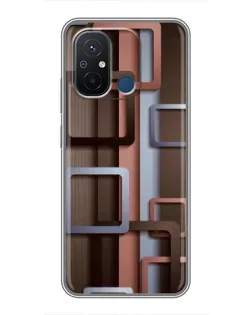 Чехол для Xiaomi Redmi 12C с картинкой «Коричневые объемные квадраты»