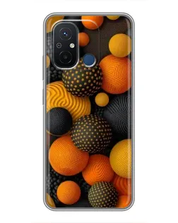 Чехол для Xiaomi Redmi 12C с картинкой «Объемные оранжевые сферы»