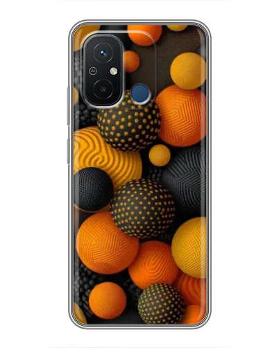 Чехол для Xiaomi Redmi 12C с картинкой «Объемные оранжевые сферы»