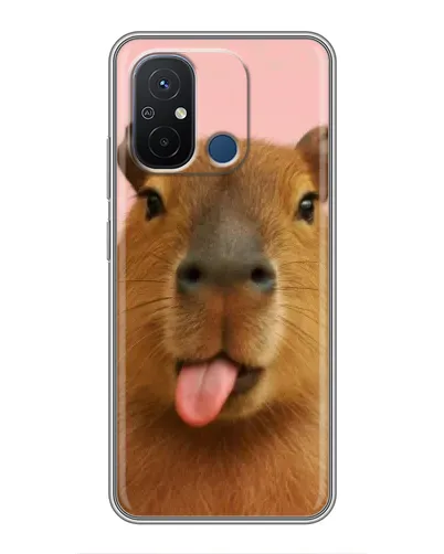 Чехол для Xiaomi Redmi 12C с картинкой «Капибара с языком»