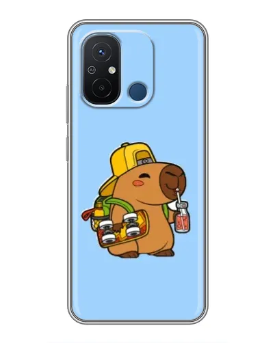 Чехол для Xiaomi Redmi 12C с картинкой «Капибара на скейте»