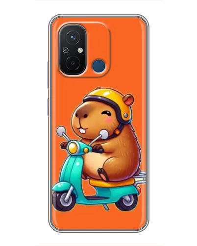 Чехол для Xiaomi Redmi 12C с картинкой «Капибара на скутере»