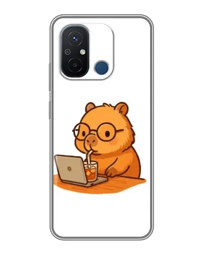 Чехол для Xiaomi Redmi 12C с картинкой «Капибара с ноутбуком»