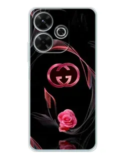 Чехол для Xiaomi Redmi 13 с картинкой «Gucci — неоновая роза»