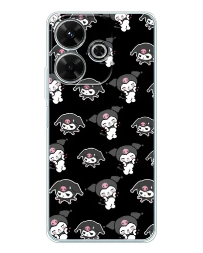 Чехол для Xiaomi Redmi 13 с картинкой «Черный паттерн Kuromi»