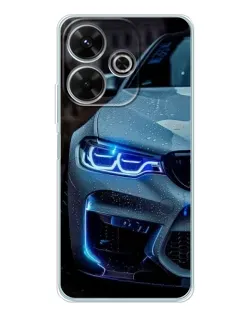 Чохол для Xiaomi Redmi 13 з картинкою «Погляд BMW з синіми фарами»