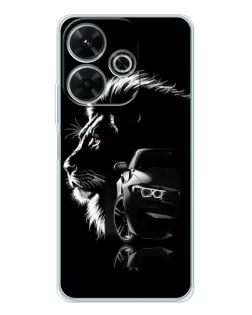 Чехол для Xiaomi Redmi 13 с картинкой «BMW и лев»