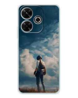 Чехол для Xiaomi Redmi 13 с картинкой «Герой PUBG на скале»