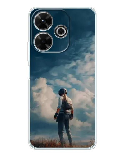 Чехол для Xiaomi Redmi 13 с картинкой «Герой PUBG на скале»