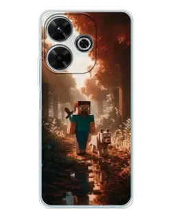 Чехол для Xiaomi Redmi 13 с картинкой «Стив в лесу»
