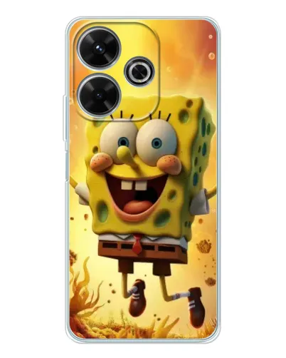 Чохол для Xiaomi Redmi 13 з картинкою «Губка Боб стрибає»