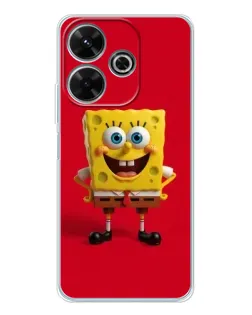 Чохол для Xiaomi Redmi 13 з картинкою «Спанч Боб на червоному»