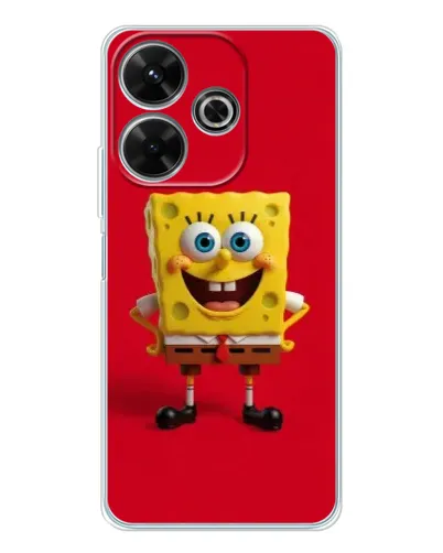 Чохол для Xiaomi Redmi 13 з картинкою «Спанч Боб на червоному»