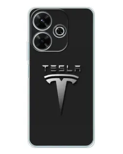 Чохол для Xiaomi Redmi 13 з картинкою «Сталевий логотип Tesla»