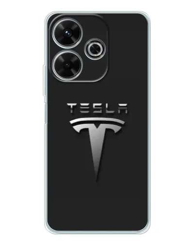 Чохол для Xiaomi Redmi 13 з картинкою «Сталевий логотип Tesla»
