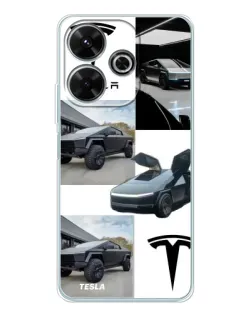 Чохол для Xiaomi Redmi 13 з картинкою «Колаж Cybertruck Tesla»