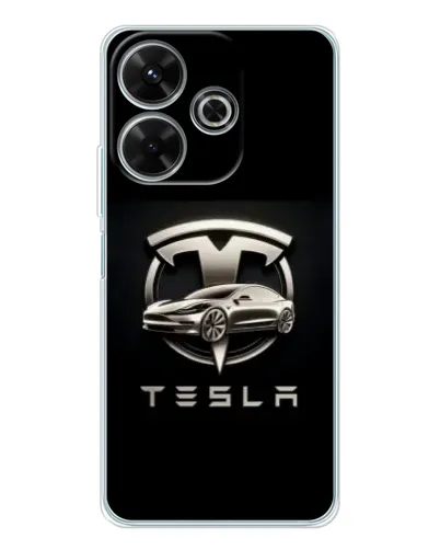 Чохол для Xiaomi Redmi 13 з картинкою «Tesla — срібне авто»