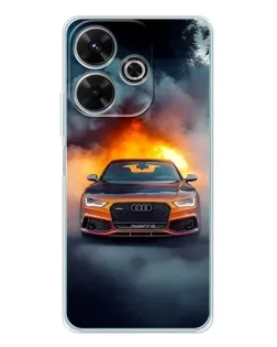 Чохол для Xiaomi Redmi 13 з картинкою «Audi у вогняному диму»