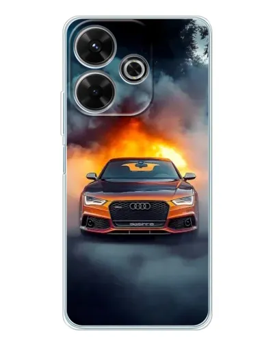 Чохол для Xiaomi Redmi 13 з картинкою «Audi у вогняному диму»
