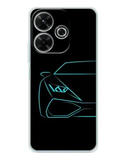 Чохол для Xiaomi Redmi 13 з картинкою «Блакитний силует Lamborghini»