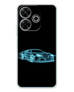Чохол для Xiaomi Redmi 13 з картинкою «Неоновий контур Lamborghini»