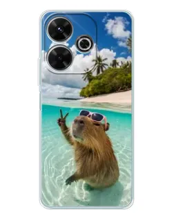 Чохол для Xiaomi Redmi 13 з картинкою «Капібара на морі»
