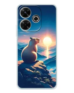 Чохол для Xiaomi Redmi 13 з картинкою «Захід сонця з капібарою»