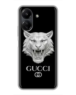 Чохол для Xiaomi Redmi 13C з картинкою «Gucci — срібний лев»