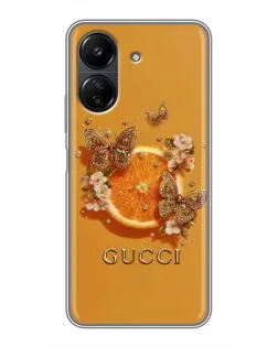 Чохол для Xiaomi Redmi 13C з картинкою «Gucci — золоті метелики»