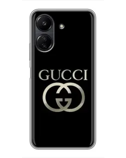 Чохол для Xiaomi Redmi 13C з картинкою «Gucci — золото на чорному»