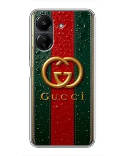 Чохол для Xiaomi Redmi 13C з картинкою «Gucci — фірмова смуга та золото»