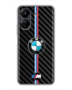 Чехол для Xiaomi Redmi 13C с картинкой «Эмблема BMW и карбон»
