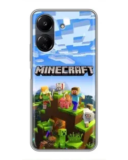 Чехол для Xiaomi Redmi 13C с картинкой «Minecraft классический мир»