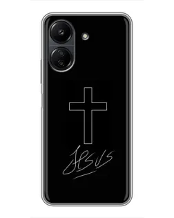 Чехол для Xiaomi Redmi 13C с картинкой «Графический крест Jesus»