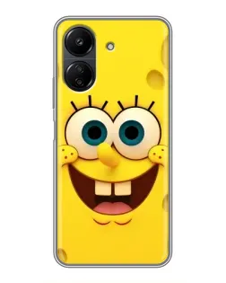 Чехол для Xiaomi Redmi 13C с картинкой «Губка Боб улыбка»