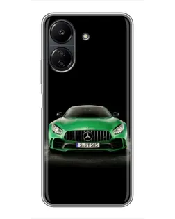 Чехол для Xiaomi Redmi 13C с картинкой «Mercedes — неоновый лого»