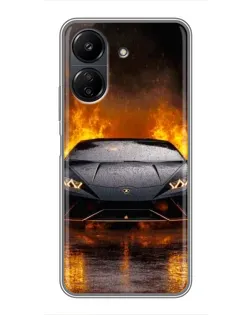 Чехол для Xiaomi Redmi 13C с картинкой «Lamborghini в огне»