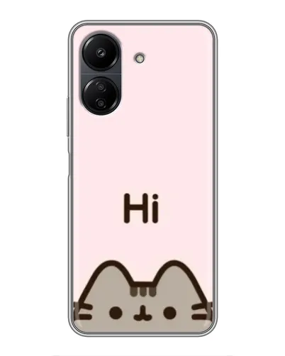 Чехол для Xiaomi Redmi 13C с картинкой «Пушин говорит Hi»