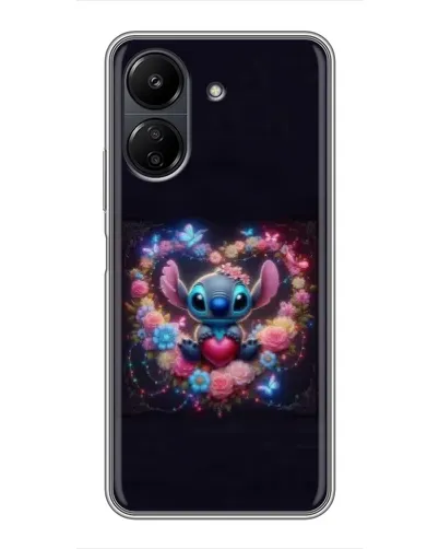 Чехол для Xiaomi Redmi 13C с картинкой «Stitch в цветах»