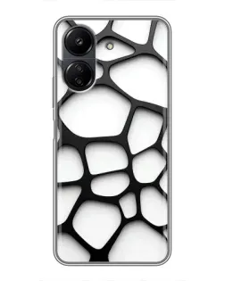 Чехол для Xiaomi Redmi 13C с картинкой «Белая объемная сетка»