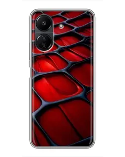 Чехол для Xiaomi Redmi 13C с картинкой «Красная глянцевая сетка»