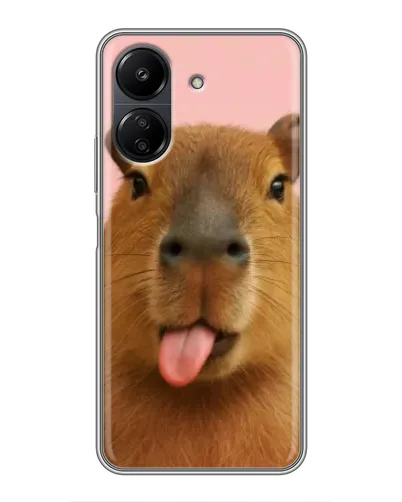 Чехол для Xiaomi Redmi 13C с картинкой «Капибара с языком»