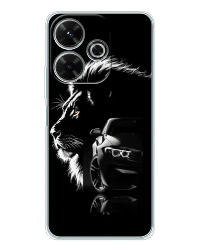 Чехол для Xiaomi Redmi 13x с картинкой «BMW и лев»