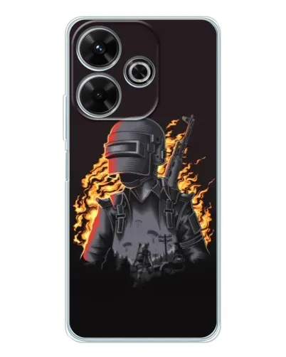 Чехол для Xiaomi Redmi 13x с картинкой «PUBG — огненный силуэт»