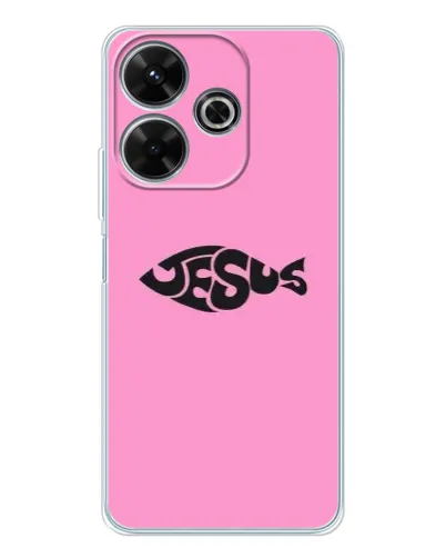 Чехол для Xiaomi Redmi 13x с картинкой «Розовый символ  Jesus»