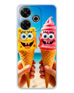 Чехол для Xiaomi Redmi 13x с картинкой «Спанч Боб мороженое»