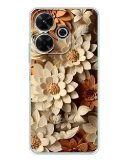 Чехол для Xiaomi Redmi 13x с картинкой «Бежевый флористический декор»
