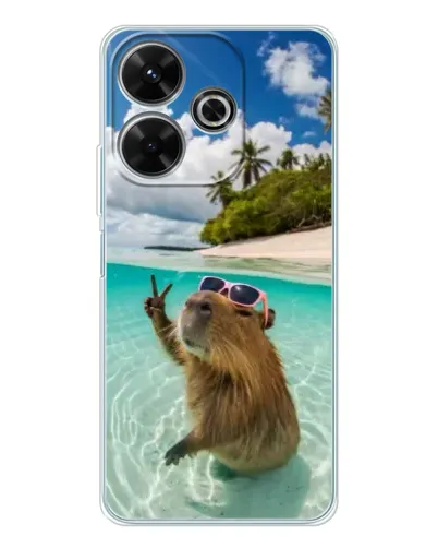 Чехол для Xiaomi Redmi 13x с картинкой «Капибара на море»